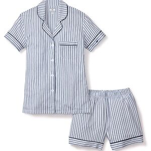 Petite Plume Pima Pajama Short Set in French Navy Ticking XL